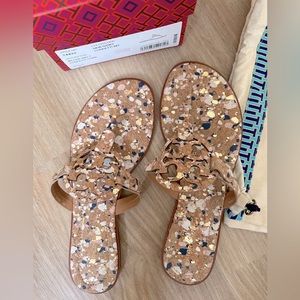 Tory Burch Miller NWT Ivory Confetti Sandals Size 8